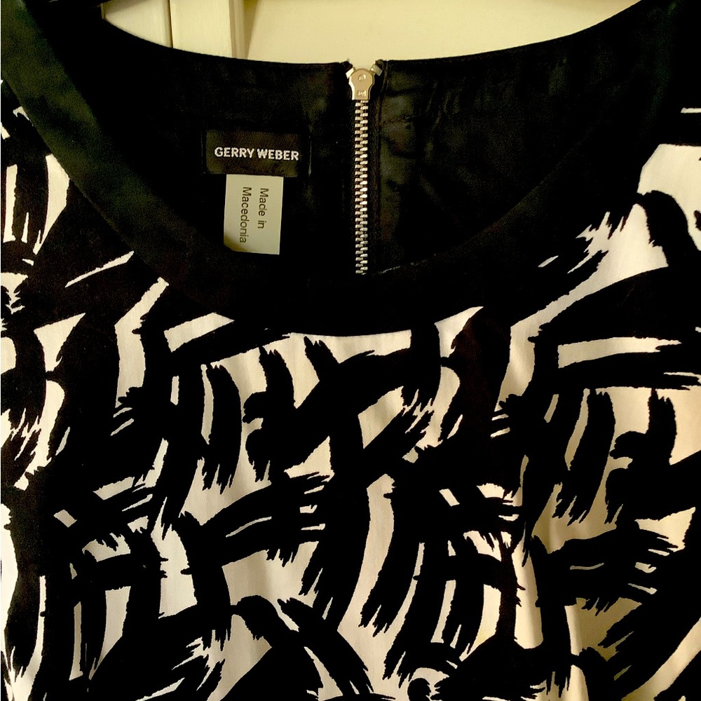 GERRY WEBER BLACK AND WHITE PRINT COTTON BACK ZIPPER DRESS SIZE 46/18